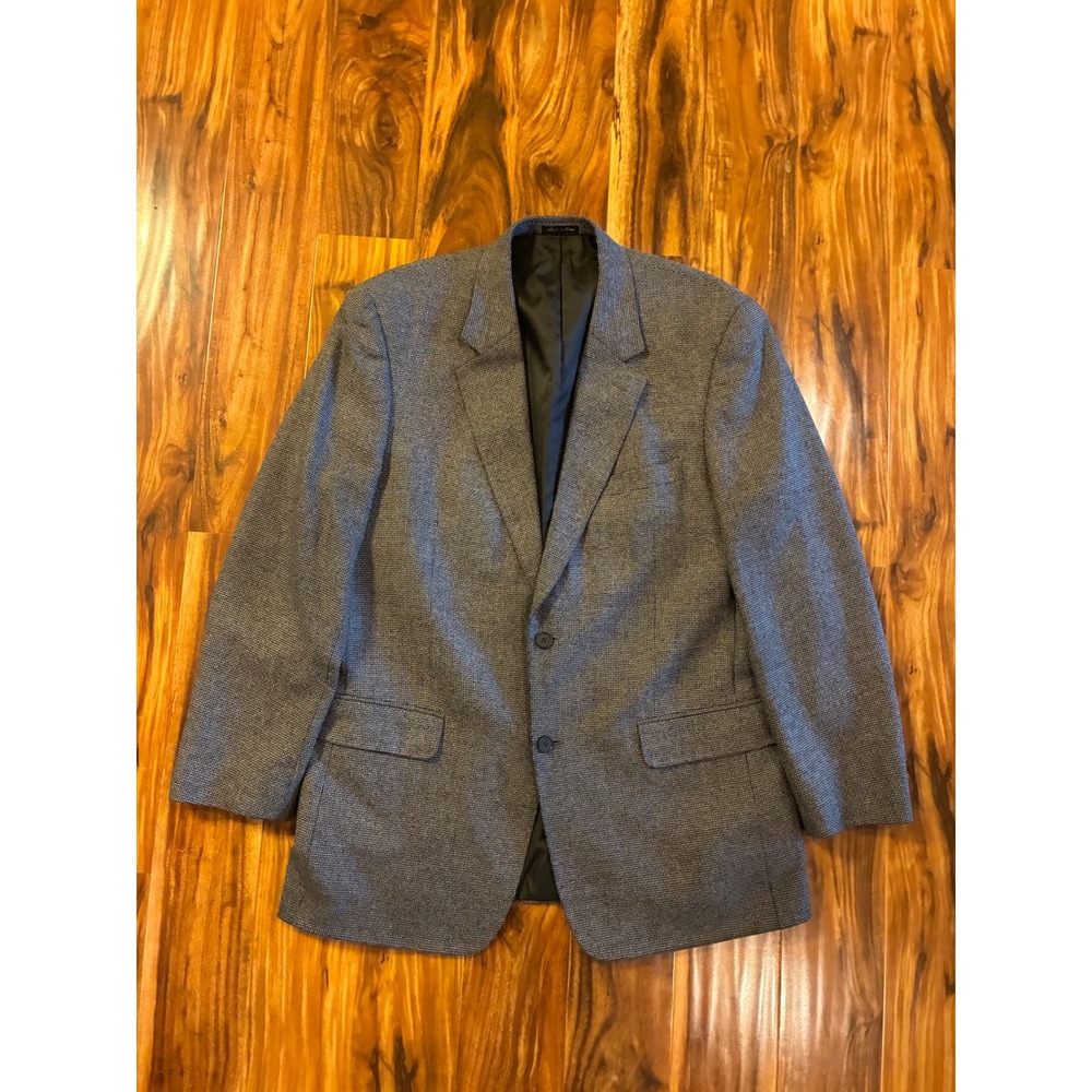 Alfani Pantex Italian Fabric Silk Wool Blazer Grey Black Sport Coat NA30506 44L